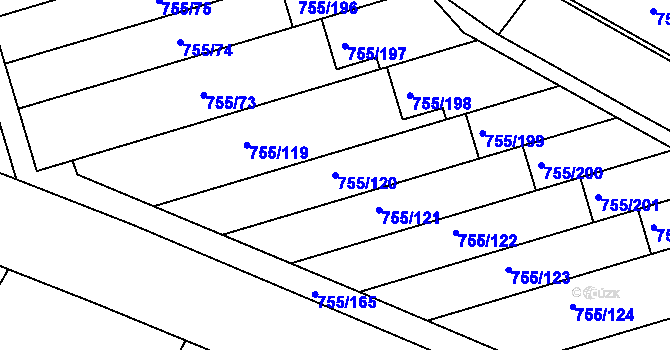Parcela st. 755/120 v KÚ Chomoutov, Katastrální mapa
