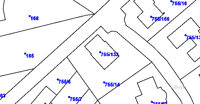 Parcela st. 755/132 v KÚ Chomoutov, Katastrální mapa