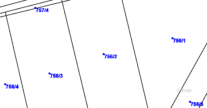 Parcela st. 756/2 v KÚ Chomoutov, Katastrální mapa
