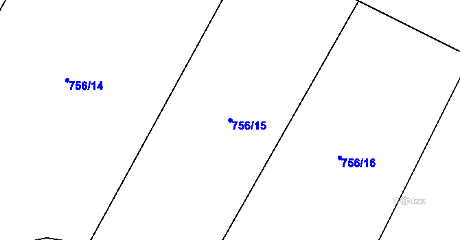 Parcela st. 756/15 v KÚ Chomoutov, Katastrální mapa