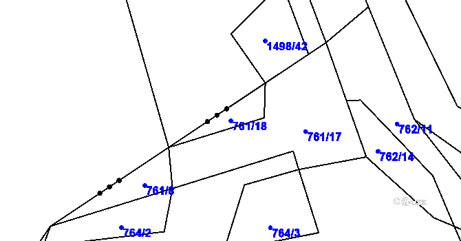 Parcela st. 761/18 v KÚ Chomoutov, Katastrální mapa