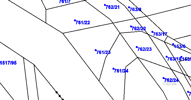 Parcela st. 761/23 v KÚ Chomoutov, Katastrální mapa