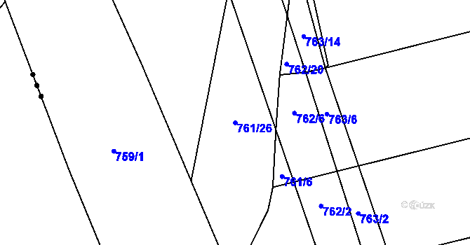 Parcela st. 761/26 v KÚ Chomoutov, Katastrální mapa