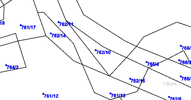 Parcela st. 762/10 v KÚ Chomoutov, Katastrální mapa