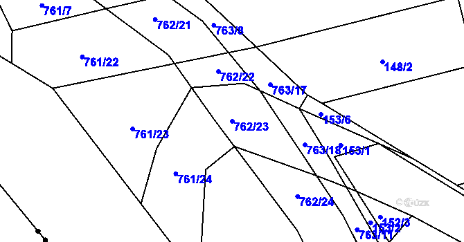 Parcela st. 762/23 v KÚ Chomoutov, Katastrální mapa