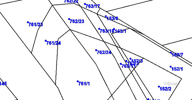 Parcela st. 762/24 v KÚ Chomoutov, Katastrální mapa
