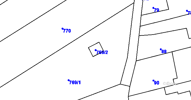 Parcela st. 769/2 v KÚ Chomoutov, Katastrální mapa