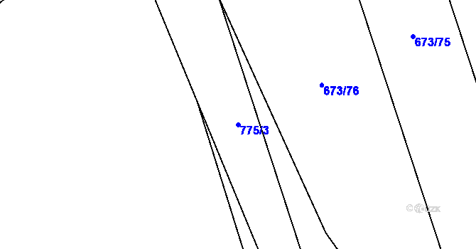 Parcela st. 775/3 v KÚ Chomoutov, Katastrální mapa