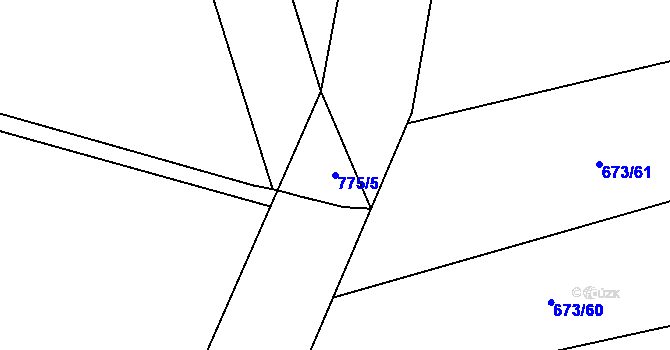 Parcela st. 775/5 v KÚ Chomoutov, Katastrální mapa