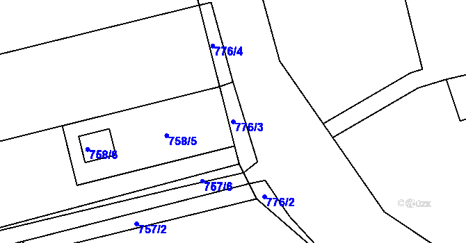 Parcela st. 776/3 v KÚ Chomoutov, Katastrální mapa