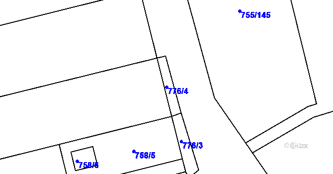 Parcela st. 776/4 v KÚ Chomoutov, Katastrální mapa