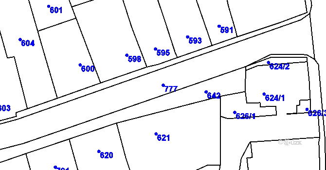 Parcela st. 777 v KÚ Chomoutov, Katastrální mapa