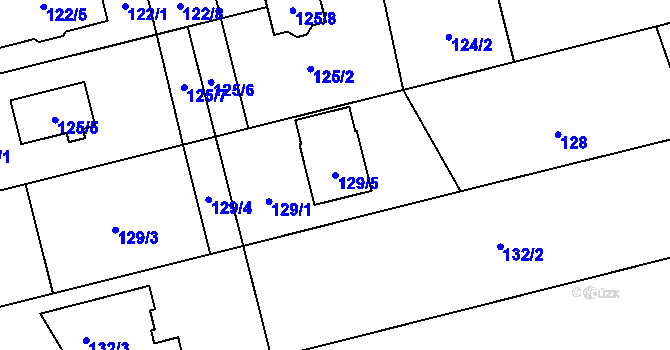 Parcela st. 129/5 v KÚ Chomoutov, Katastrální mapa