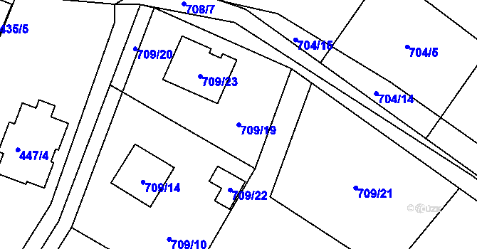 Parcela st. 709/19 v KÚ Chomoutov, Katastrální mapa