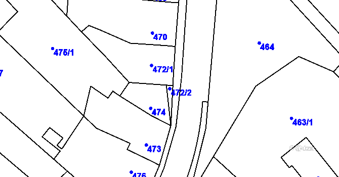 Parcela st. 472/2 v KÚ Chomoutov, Katastrální mapa