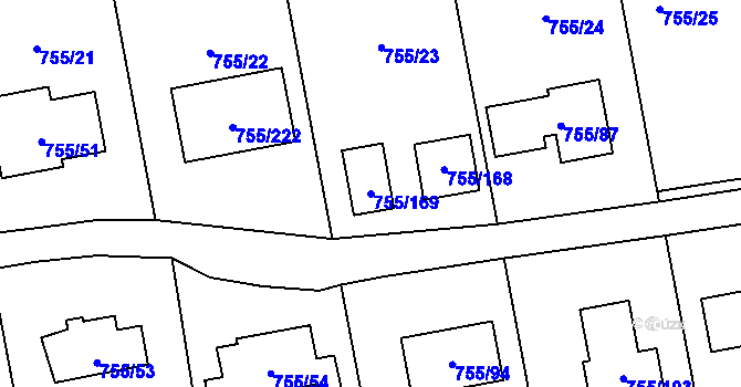 Parcela st. 755/169 v KÚ Chomoutov, Katastrální mapa