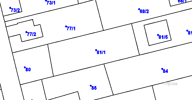 Parcela st. 81/1 v KÚ Chomoutov, Katastrální mapa