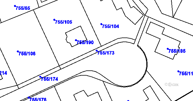 Parcela st. 755/173 v KÚ Chomoutov, Katastrální mapa