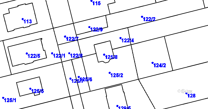 Parcela st. 125/8 v KÚ Chomoutov, Katastrální mapa