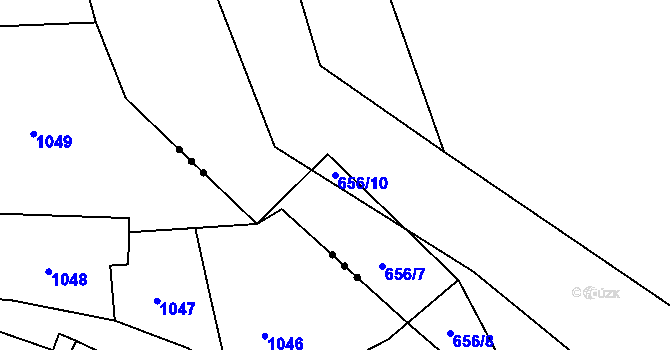 Parcela st. 656/10 v KÚ Chomoutov, Katastrální mapa