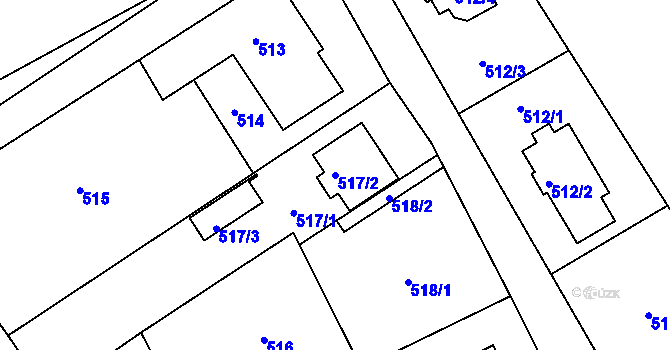 Parcela st. 517/2 v KÚ Chomoutov, Katastrální mapa