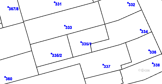 Parcela st. 335/1 v KÚ Chomoutov, Katastrální mapa