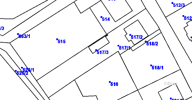 Parcela st. 517/3 v KÚ Chomoutov, Katastrální mapa