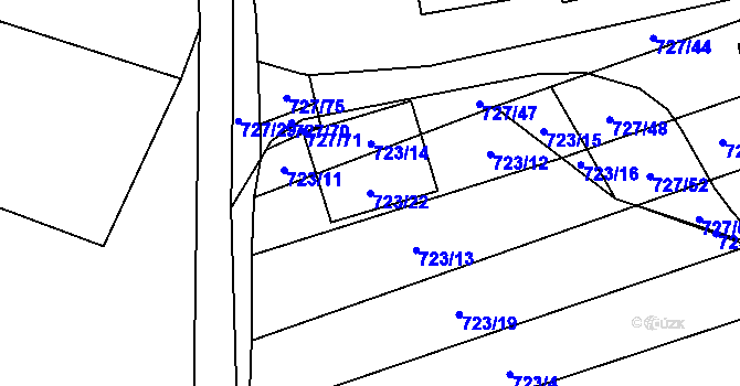 Parcela st. 723/22 v KÚ Chomoutov, Katastrální mapa