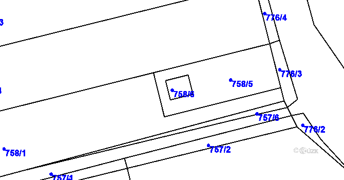 Parcela st. 758/6 v KÚ Chomoutov, Katastrální mapa
