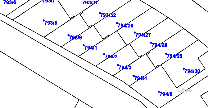 Parcela st. 794/2 v KÚ Chomoutov, Katastrální mapa