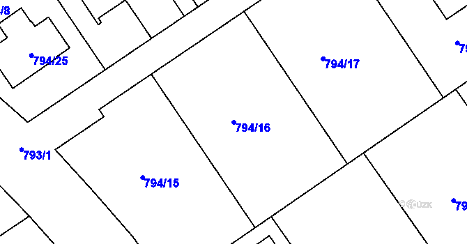 Parcela st. 794/16 v KÚ Chomoutov, Katastrální mapa