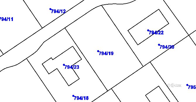 Parcela st. 794/19 v KÚ Chomoutov, Katastrální mapa