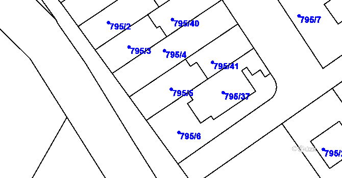Parcela st. 795/5 v KÚ Chomoutov, Katastrální mapa
