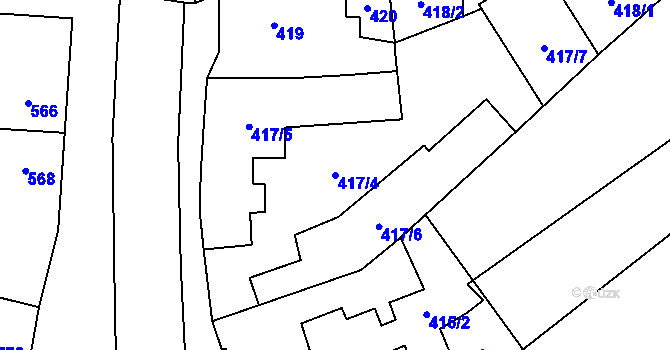 Parcela st. 417/4 v KÚ Chomoutov, Katastrální mapa