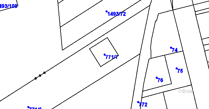 Parcela st. 771/7 v KÚ Chomoutov, Katastrální mapa