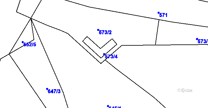 Parcela st. 573/4 v KÚ Chomoutov, Katastrální mapa