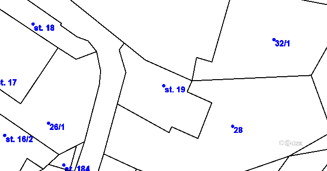 Parcela st. 19 v KÚ Chomutice, Katastrální mapa