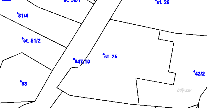 Parcela st. 25 v KÚ Chomutice, Katastrální mapa