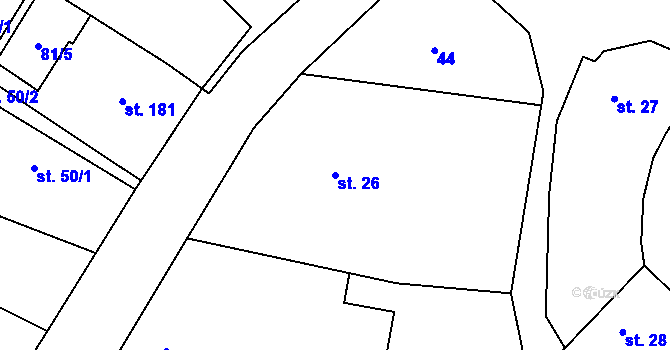 Parcela st. 26 v KÚ Chomutice, Katastrální mapa