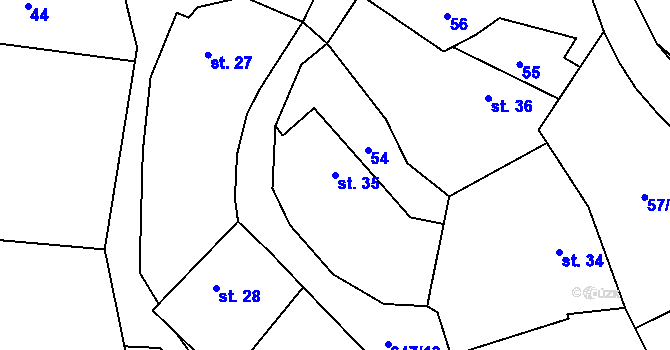 Parcela st. 35 v KÚ Chomutice, Katastrální mapa