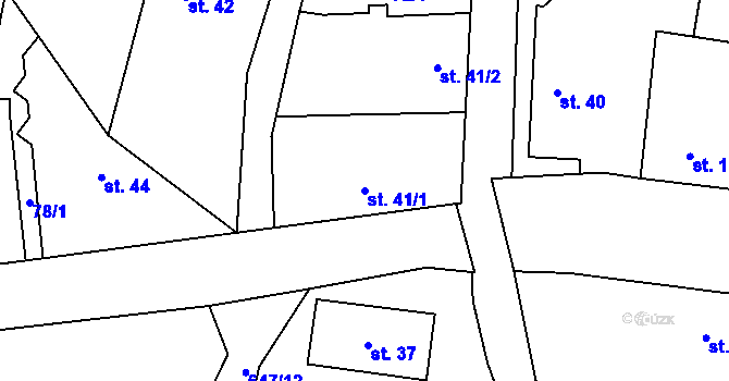 Parcela st. 41/1 v KÚ Chomutice, Katastrální mapa