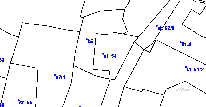 Parcela st. 54 v KÚ Chomutice, Katastrální mapa