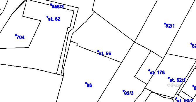 Parcela st. 56 v KÚ Chomutice, Katastrální mapa