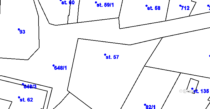 Parcela st. 57 v KÚ Chomutice, Katastrální mapa