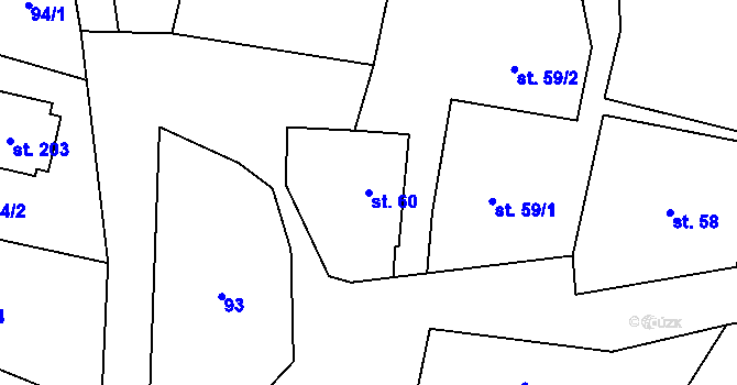 Parcela st. 60 v KÚ Chomutice, Katastrální mapa