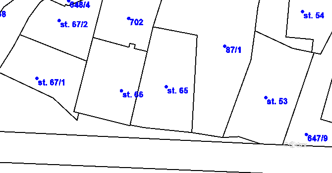 Parcela st. 65 v KÚ Chomutice, Katastrální mapa