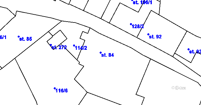 Parcela st. 84 v KÚ Chomutice, Katastrální mapa