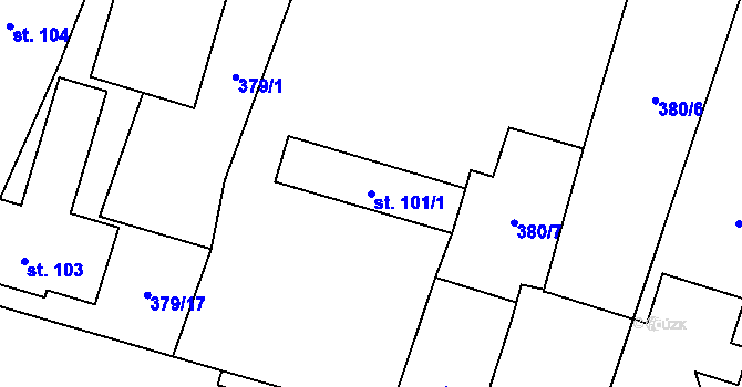 Parcela st. 101/1 v KÚ Chomutice, Katastrální mapa