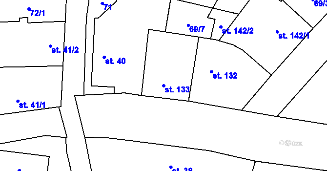 Parcela st. 133 v KÚ Chomutice, Katastrální mapa