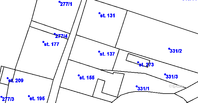 Parcela st. 137 v KÚ Chomutice, Katastrální mapa